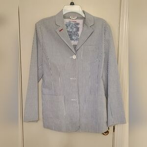 Uniform Nvay and White Striped Blazer